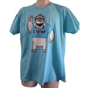 I Love White Pass WA Yeti Blue T Shirt Unisex Large Rear Bottom Logo GUC